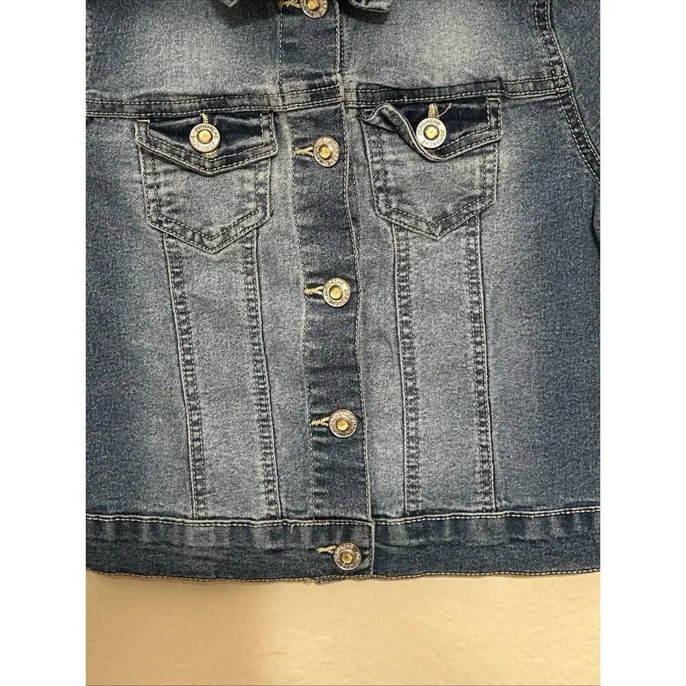 JORDACHE GIRLS VINTAGE DENIM JEAN JACKET MEDIUM 7/8